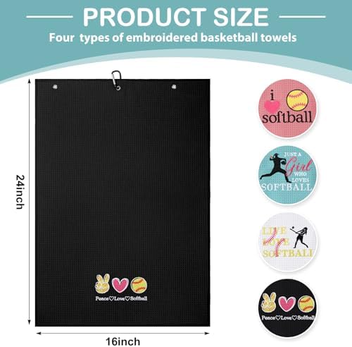 4 Pieces Funny Softball Pitching Towel Set with Clip