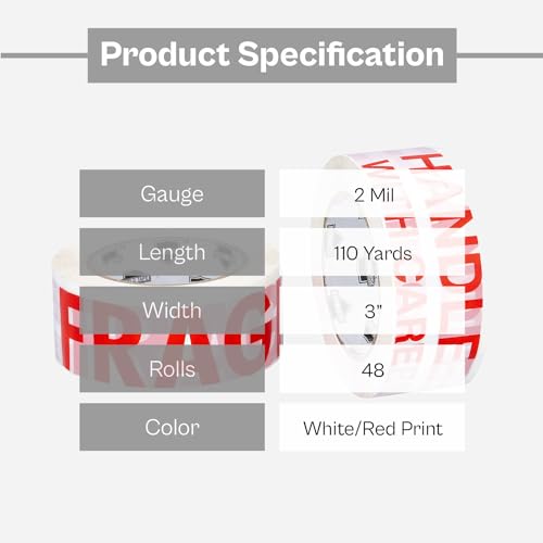 Fragile Handle With Care Tape 3 Inch x 110 Yards 48 Pack