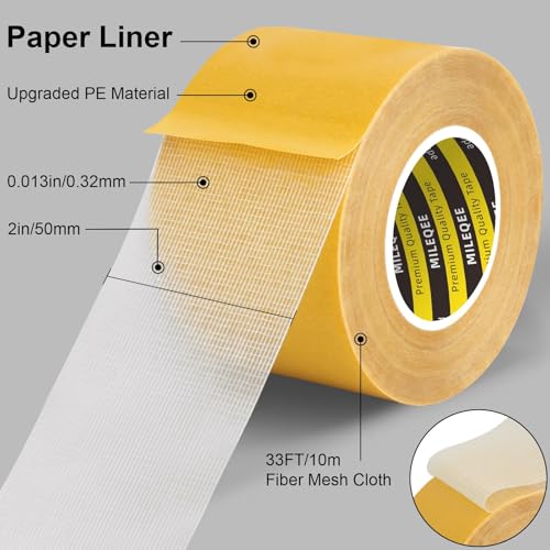 2Pack Heavy Duty Double-Sided Carpet Tape for Rugs Carpets