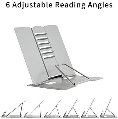 Blizzow Adjustable Metal Book Stand - Foldable Durable Grey
