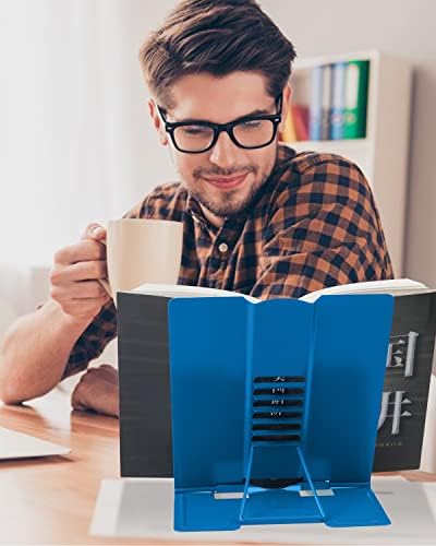 Adjustable Metal Book Stand for Reading and Documents Deep Blue