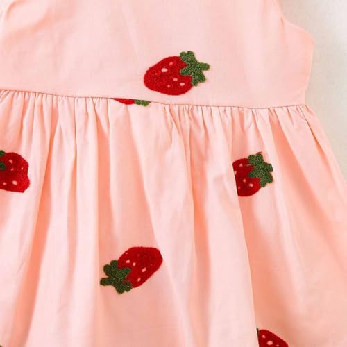 Toddler Girls Strawberry Embroidered Cotton Sundress