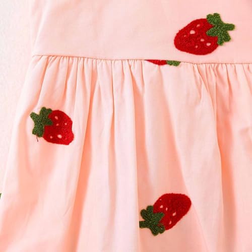 Toddler Girls Strawberry Embroidered Cotton Sundress