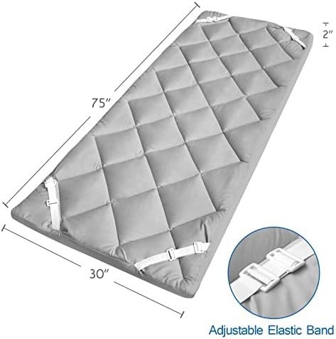 Coldwind Cot Mattress Pad 30x75x2 Inch Quilted Camping Mattress Topper