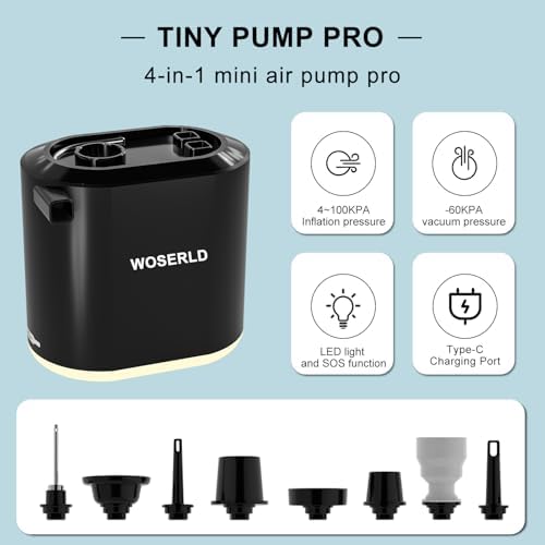WOSERLD Mini Electric Air Pump with LED Light