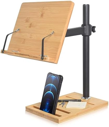 Wishacc Adjustable Book Stand with Pad and Phone Slot 1