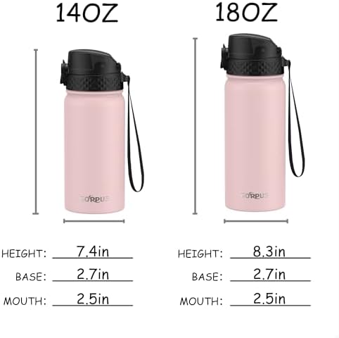 GOPPUS Kids Water Bottle with Straw Lid - 14 Oz Stainless Steel Travel Bottle