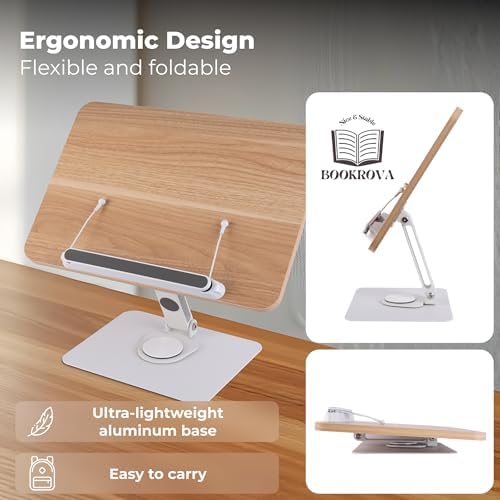 Adjustable Book Stand with 360 Rotating Base