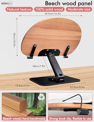 WODTILIFE Foldable Book Stand with 360 Swivel Base