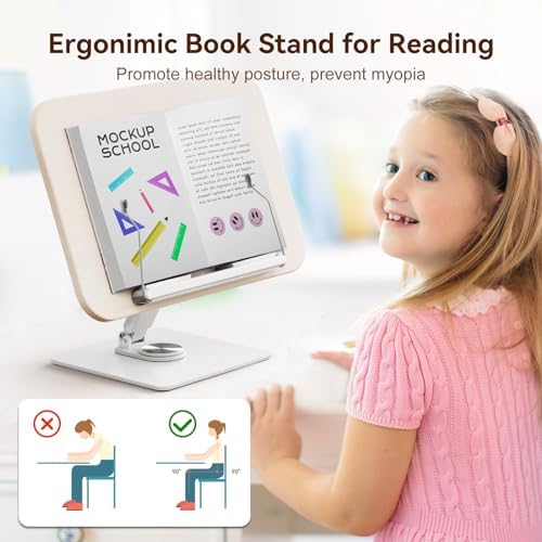 Greyeroier 360 Rotatable Book Stand with Adjustable Holder
