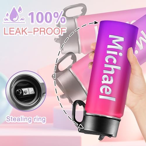 Personalized Insulated Water Bottle for Kids 18oz Stainless Steel with Straw Lid