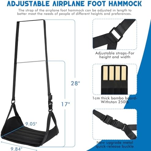 Quinnsus Airplane Foot Hammock with Eye Mask and Neck Pillow