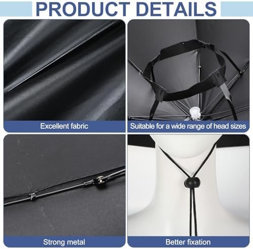 3 Pcs Adjustable Hands Free Fishing Umbrella Hat UV Protection Waterproof