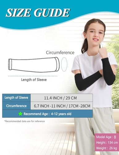 4 Pairs UV Protection Arm Sleeves for Kids