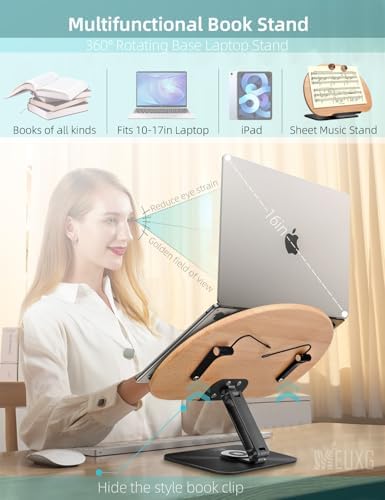 MEUXG Foldable Book Stand with 360 Rotating Base