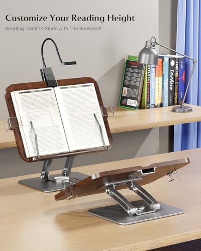 EWX Adjustable Book Stand with 360 Rotatable Light