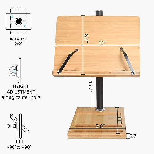 Wishacc Adjustable Book Stand with Pad and Phone Slot 1