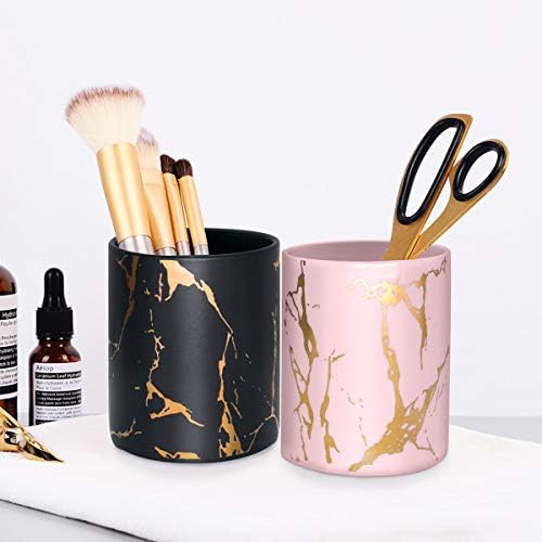 WAVEYU Marble Pencil Holder for Girls Desk
