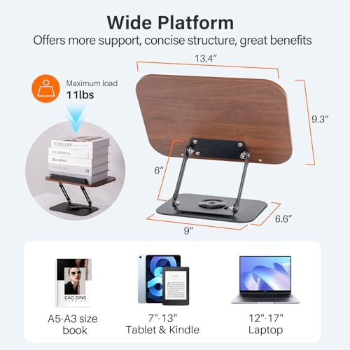 BYMECOST Adjustable Book Stand with 360 Rotation
