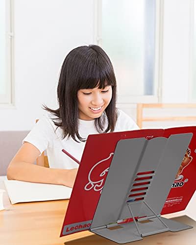 MSDADA Adjustable Book Stand for Desk Reading Grey