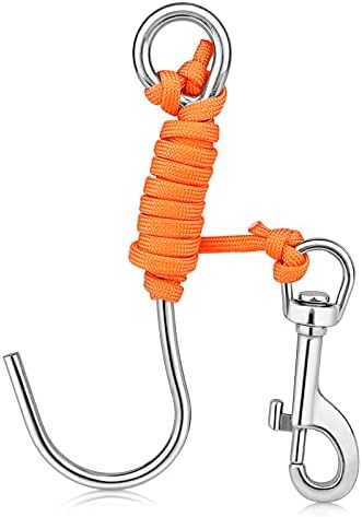 Pluzluce Scuba Reef Hook with 47 Line and Stainless Steel Swivel Clip
