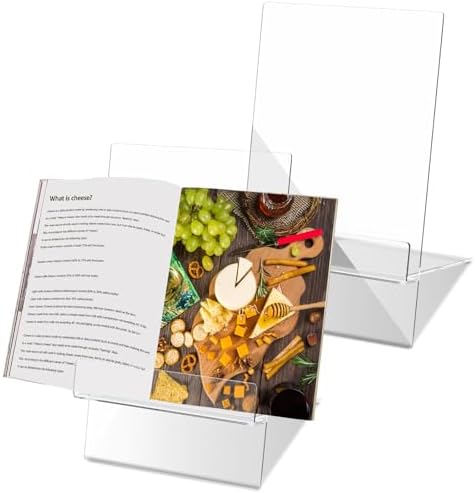 2Pcs Acrylic Cookbook Stand with Folding and Adjustable Design