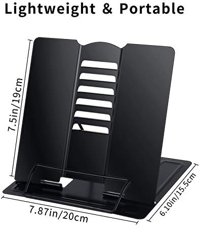 Blizzow Adjustable Metal Book Stand - Foldable Durable and Lightweight Black