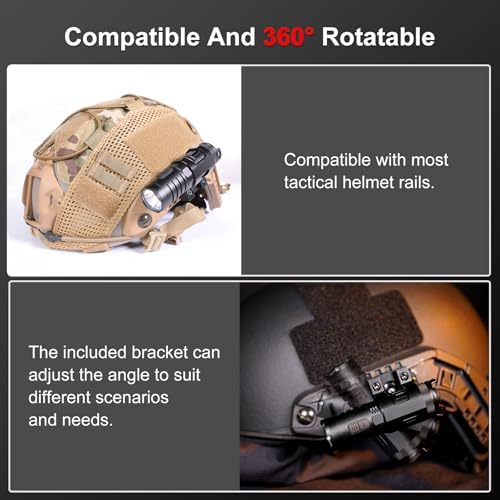 Klarus XT1C Pro Helmet Tactical Flashlight 1000 Lumens Bright 360 Rotation Military-Grade