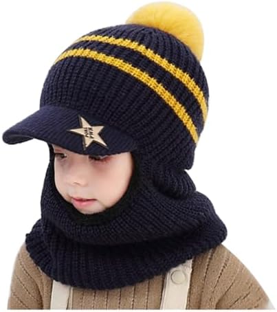 ECYC Winter Kids Balaclava - Warm Knit Hat with Hooded Scarf