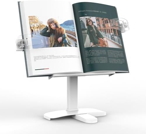 Adjustable Book Stand with Page Clips for Textbook and Tablet 1