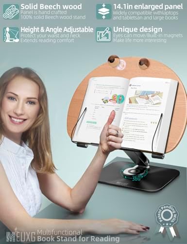 MEUXG Foldable Book Stand with 360 Rotating Base