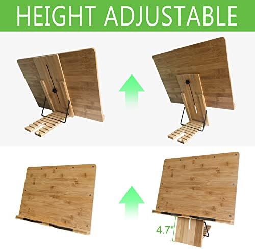 NUNET X-Large Bamboo Book Stand with 8 Tilt Angles and Magnets