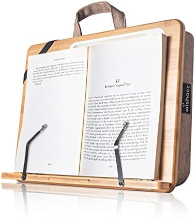 Wishacc Bamboo Book Stand with Page Clips and Tray