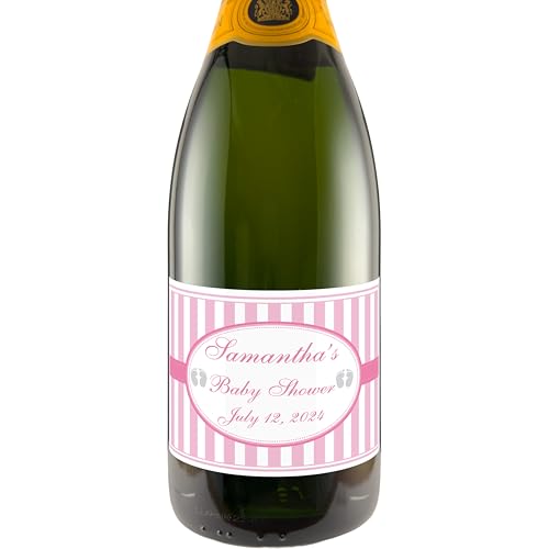 Baby Shower Pink or Blue Stripe Personalized Labels Set of 24