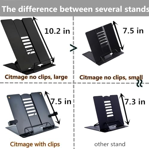 Citmage Heavy Duty Metal Book Stand with 6 Adjustable Positions