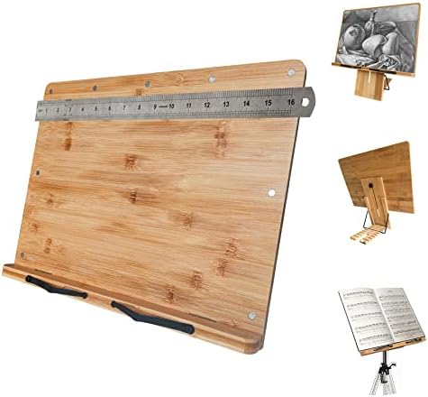 NUNET X-Large Bamboo Book Stand with 8 Tilt Angles and Magnets