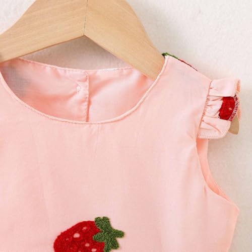 Toddler Girls Strawberry Embroidered Cotton Sundress