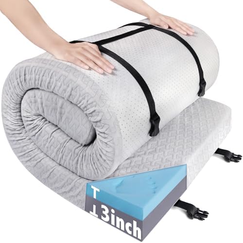 Coldwind 3 Inch Memory Foam Camping Mattress Pad Gray