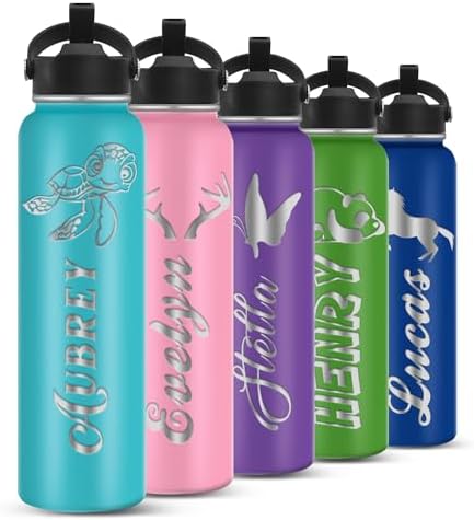 Kuppi Custom Water Bottle with Name and Text Straw 40oz
