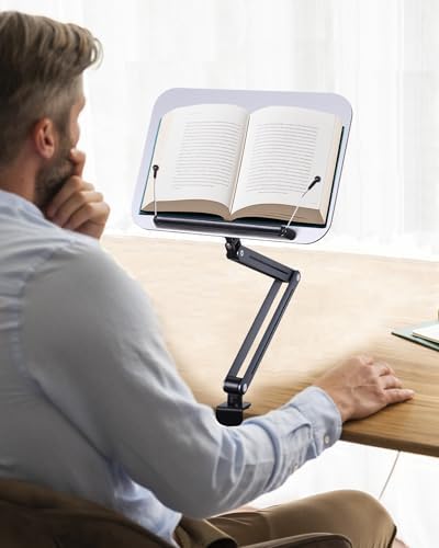 ASIEIT Adjustable Book Stand with Clamp 20 Height 360 Swivel 223 lb Lightweight