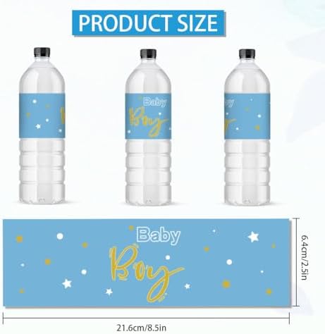 30 Sheets Baby Boy Water Bottle Labels Blue Waterproof Durable