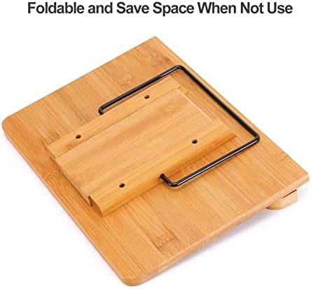 MEGREZ Bamboo Book Stand with Adjustable Height and Page Clips