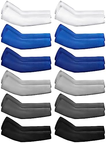 Newcotte 12 Pairs Kids Arm Sleeves for Sports and UV Protection