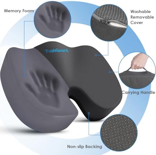 TushGuard Memory Foam Seat Cushion for Office Chair Relief