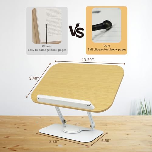 Heartor Adjustable Wooden Book Stand with 360 Swivel Base