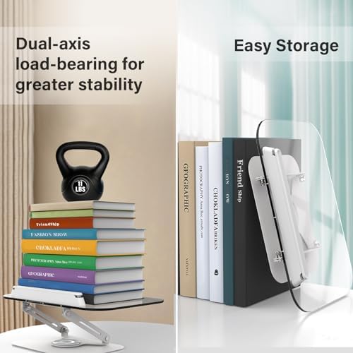 BYMECOST Acrylic Book Stand with 360 Rotating Base and Elastic Page Clips