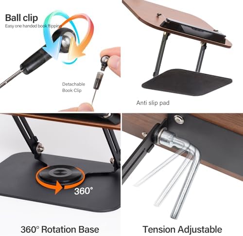BYMECOST Adjustable Book Stand with 360 Rotation