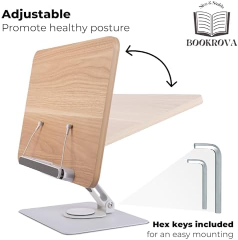Adjustable Book Stand with 360 Rotating Base