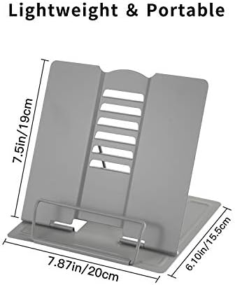 Blizzow Adjustable Metal Book Stand - Foldable Durable Grey