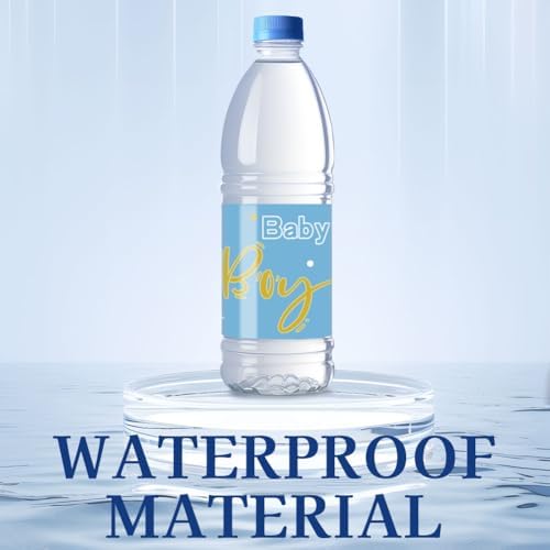 30 Sheets Baby Boy Water Bottle Labels Blue Waterproof Durable